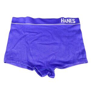 Hanes Originals Womens Size Medium Panty Boyshort High-Waist Ribbed Purple NWOT